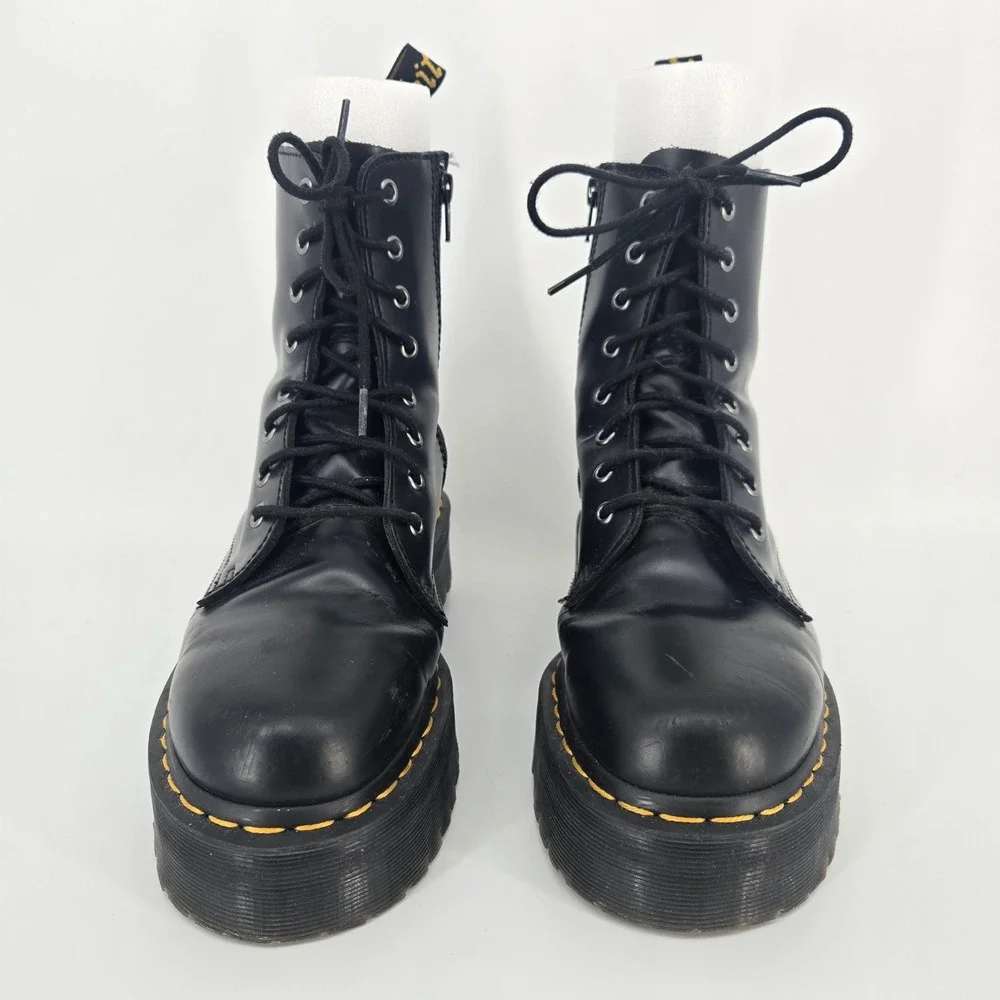 Dr Martens Jadon Black Leather Platform Combat Boots Mens 8 Punk Goth Grunge